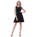 Belle Poque sans manches en coton à col A-Line One Piece Retro Vintage Black Dress BP000289-2